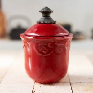 Chris Madden for JC Penney Small Round 3.5" Red Canister REPLACEMENT EUC no rack